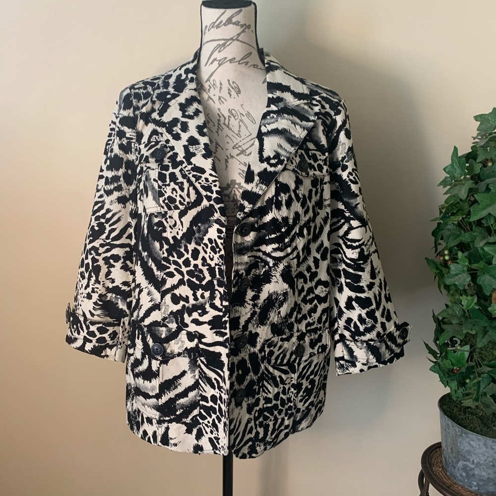 Studio Works Animal Print Linen Jacket
